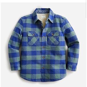 J. Crew Crewcuts Kids Boys' sherpa-lined chamois shirt Shacket NEW Size 14 RARE